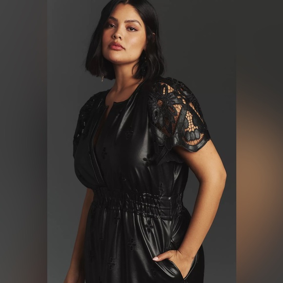 Anthropologie The Somerset Collection Maxi Dress: Faux Leather Embroidered - Picture 5 of 12